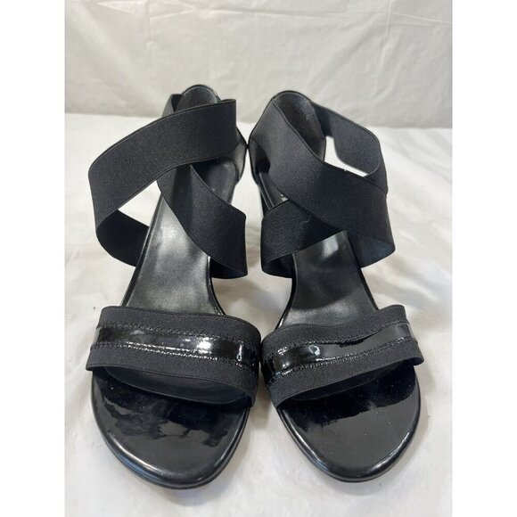 Stuart Weitzman Midexter Stretch Strappy Low-Heel Sandal Black 7.5 - Picture 13 of 14